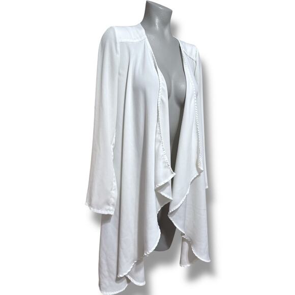 Forever 21 White Draped Open Front Cardigan S - Picture 2 of 4